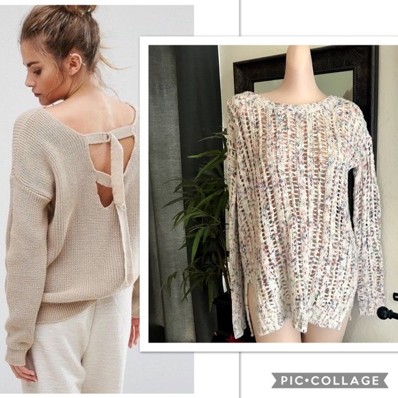 AEO Variegated Open Knit Low Back Sweater - Picture 2 of 8